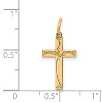 14K Yellow Gold Laser Designed Cut-out Cross Charm view 3
