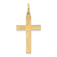 14K Yellow Gold Laser Designed Cut-out Cross Charm view 4