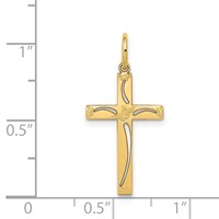 14K Yellow Gold Laser Designed Cut-out Cross Charm view 3