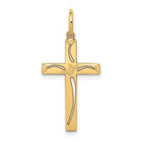 14K Yellow Gold Laser Designed Cut-out Cross Charm view 1