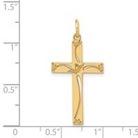 14K Yellow Gold Laser Designed Cut-out Cross Charm view 3