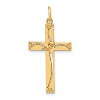14K Yellow Gold Laser Designed Cut-out Cross Charm view 1