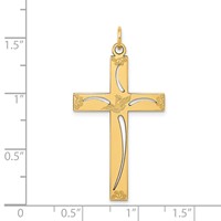 14K Yellow Gold Laser Designed Cut-out Cross Charm view 3