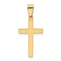 14K Yellow Gold Solid Laser Etched Cross Pendant view 4