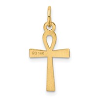 14K Yellow Gold Laser Designed Ankh Cross Charm view 4