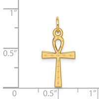 14K Yellow Gold Laser Designed Ankh Cross Charm view 3