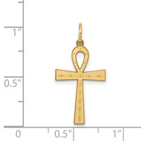 14K Yellow Gold Laser Designed Ankh Cross Charm view 3