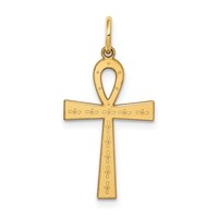 14K Yellow Gold Laser Designed Ankh Cross Charm view 1