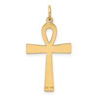 14K Yellow Gold Laser Designed Ankh Cross Pendant view 4