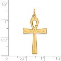 14K Yellow Gold Laser Designed Ankh Cross Pendant view 3