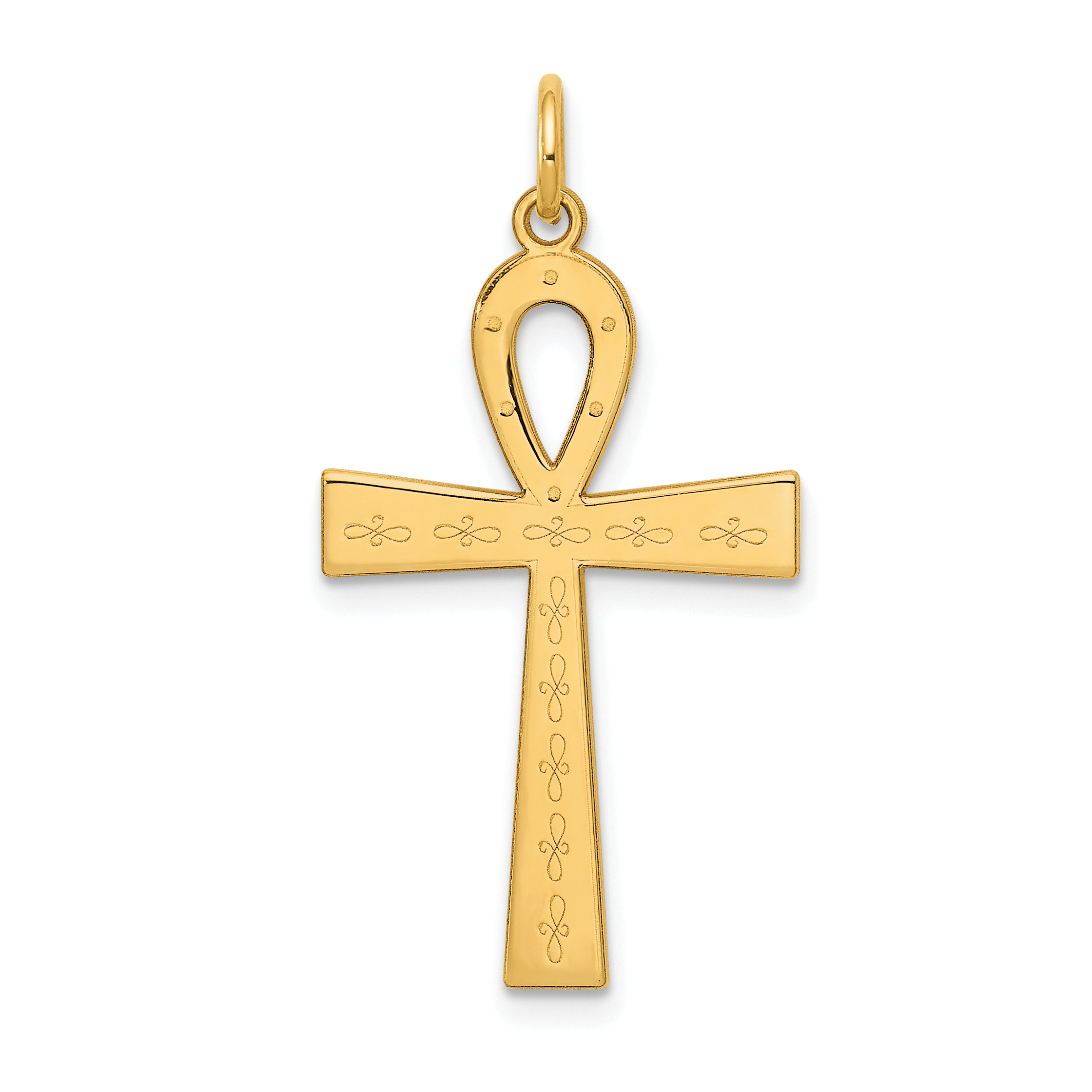 14K Laser Designed Ankh Cross Pendant (XR1066)