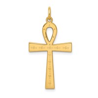 14K Yellow Gold Laser Designed Ankh Cross Pendant view 1