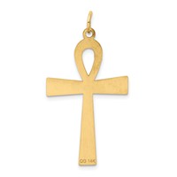 14K Yellow Gold Laser Designed Ankh Cross Pendant view 4