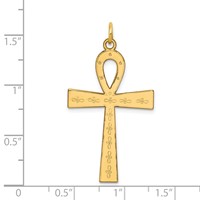 14K Yellow Gold Laser Designed Ankh Cross Pendant view 3