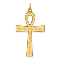 14K Yellow Gold Laser Designed Ankh Cross Pendant view 1