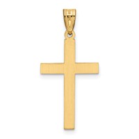 14K Yellow Gold Solid Laser Etched Cross Pendant view 4
