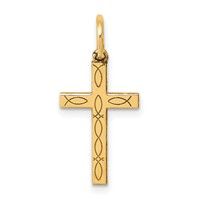 14K Laser Cut Ichthus Cross Charm view 1