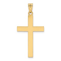 14K Yellow Gold Solid Laser Etched Cross Pendant view 4