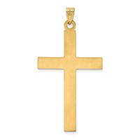 14K Yellow Gold Solid Laser Etched Cross Pendant view 4