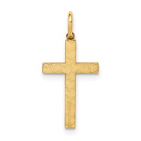 14K Yellow Gold Laser Designed Cross Charm view 1
