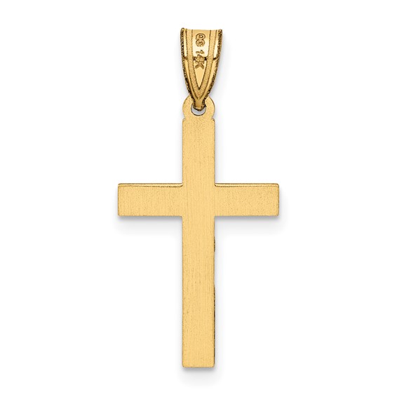 Gold Flat Etched Latin Cross Pendant