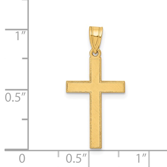 Gold Flat Etched Latin Cross Pendant