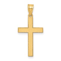 14K Yellow Gold Florentine Satin Cross Pendant view 1