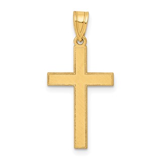 Gold Flat Etched Latin Cross Pendant