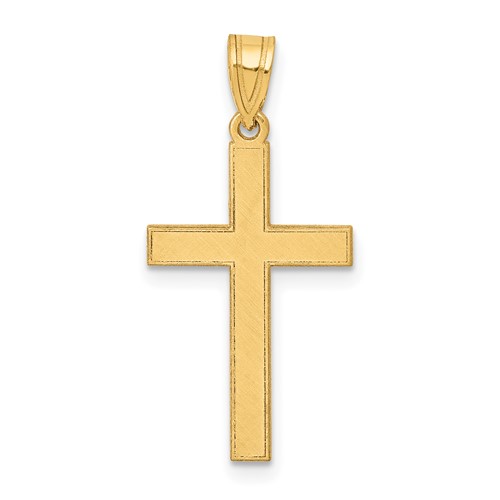 14K Yellow Gold Florentine Satin Cross Pendant