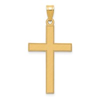 14K Yellow Gold Florentine Satin Cross Pendant view 1