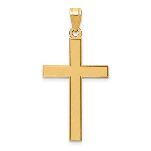 14K Yellow Gold Florentine Satin Cross Pendant
