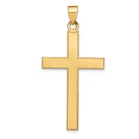 14K Yellow Gold Florentine Satin Cross Pendant view 1