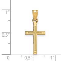 14K Solid Laser Etched Cross Pendant view 3
