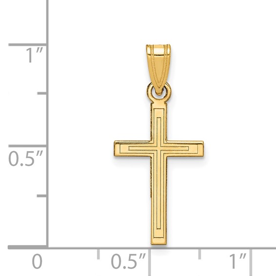 Gold Flat Etched Latin Cross Pendant