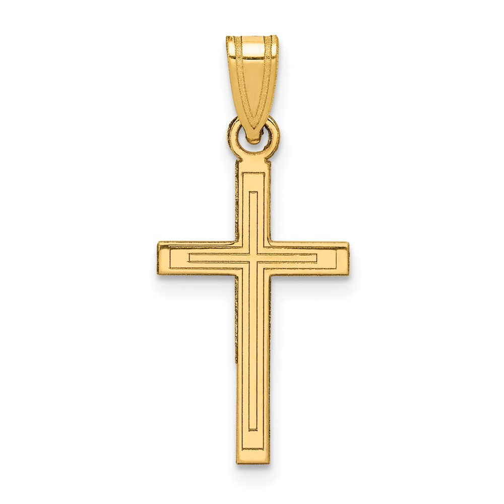 14k Solid Laser Etched Cross Pendant