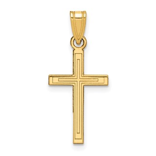 Gold Flat Etched Latin Cross Pendant