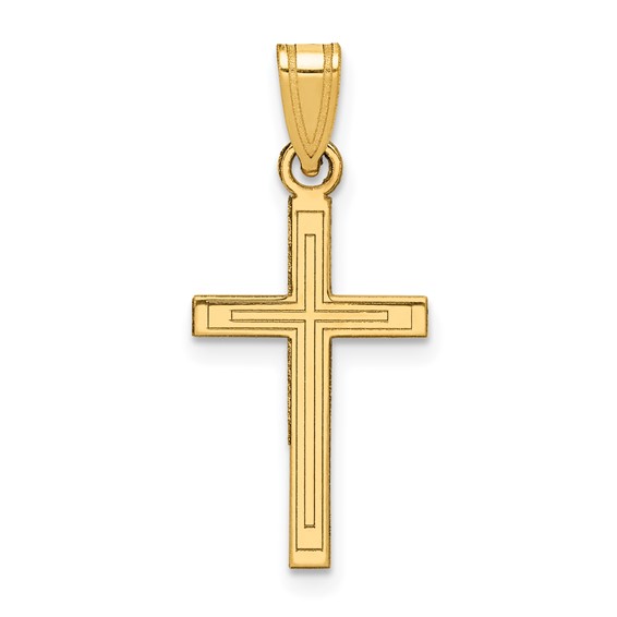 Gold Flat Etched Latin Cross Pendant