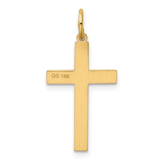 14K Laser Designed Cross with Hearts Charm