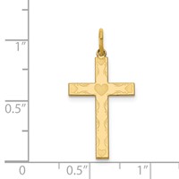 14K Yellow Gold Laser Designed Cross Charm with Hearts view 3