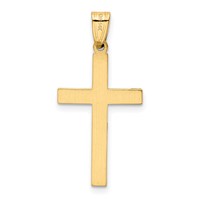 14K Yellow Gold Solid Laser Etched Cross Pendant view 4