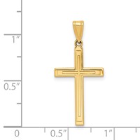 14K Yellow Gold Solid Laser Etched Cross Pendant view 3