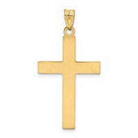 14K Yellow Gold Solid Laser Etched Cross Pendant view 4