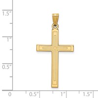 14K Yellow Gold Solid Laser Etched Cross Pendant view 3
