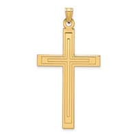 14K Solid Laser Etched Cross Pendant view 1