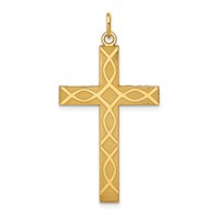 14K Yellow Gold Laser Designed Ichthus Cross Charm view 1
