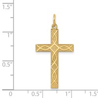 14K Yellow Gold Laser Designed Ichthus Cross Charm view 3
