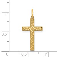 14K Yellow Gold Laser Designed Ichthus Cross Charm view 3