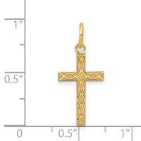 14K Yellow Gold Laser Designed Ichthus Cross Charm view 3