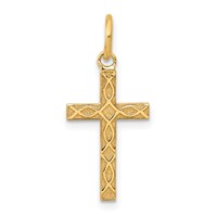 14K Yellow Gold Laser Designed Ichthus Cross Charm view 1