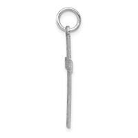 14K White Gold Laser Designed Floral Cross Charm view 2